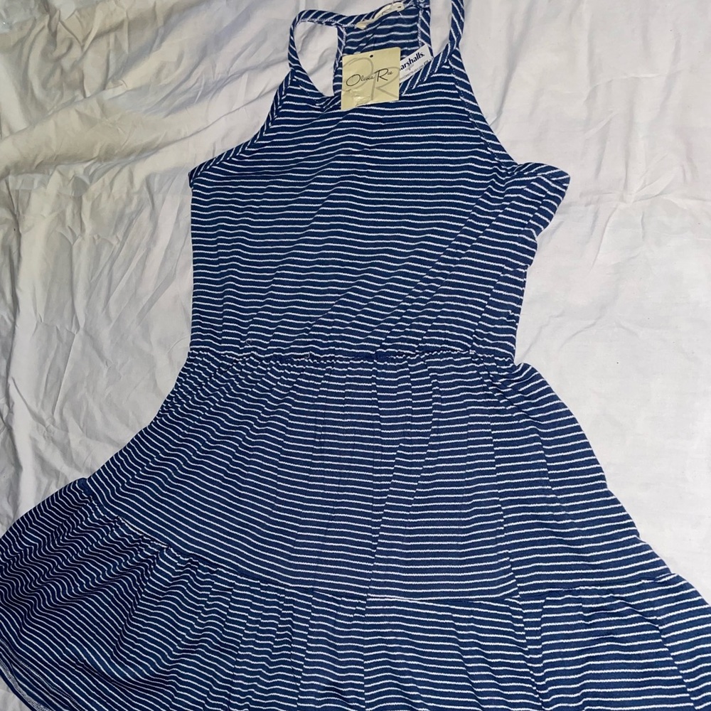 Blue and White Striped Dress